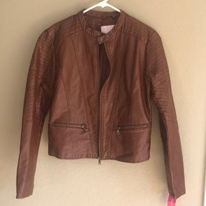 NWT Xhilaration Faux Leather Brown Jacket - Medium